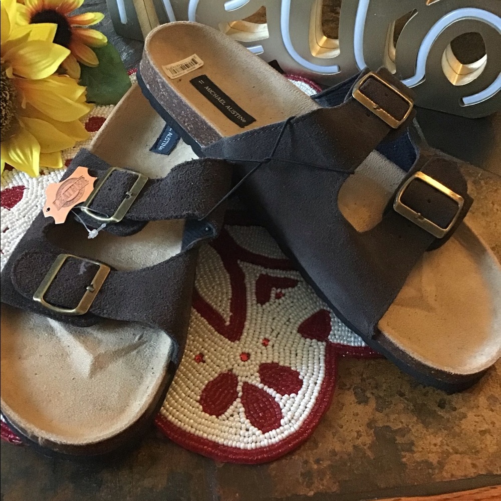 LOWEST🌺 NWT MICHAEL AUSTIN MENS Sz11 Boho LEATHER UPPER Chocolate Brown SANDALS